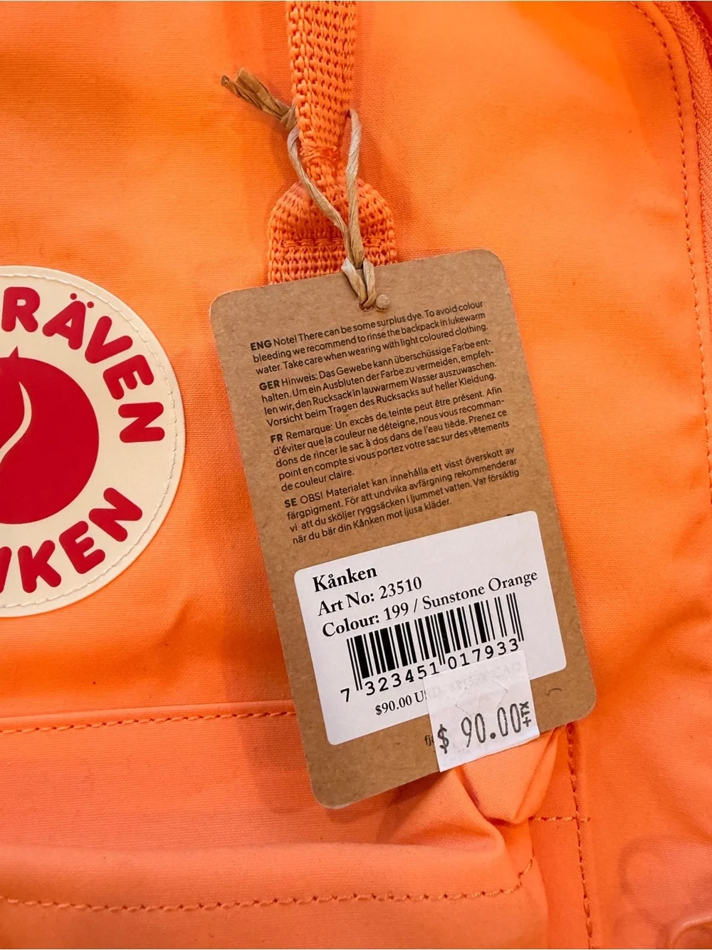 New Fjallraven Kånken Original Backpack - sunstone Orange 199 color